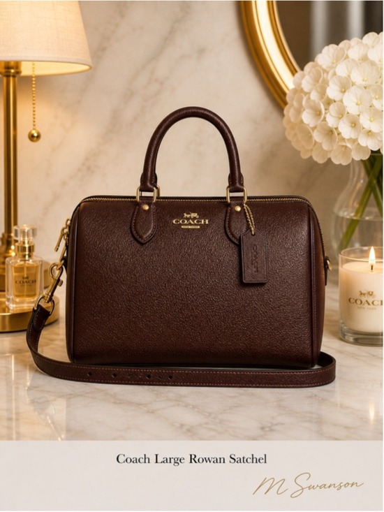 Coach Handbags - NEW Coach Large Rowan Satchel in Maple Pebble Leather with Gold Hardware NWT